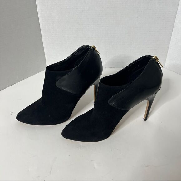 SAM EDELMAN Jacelyn Black Suede Leather Zip Up Stiletto Ankle Booties Boots - Picture 3 of 9